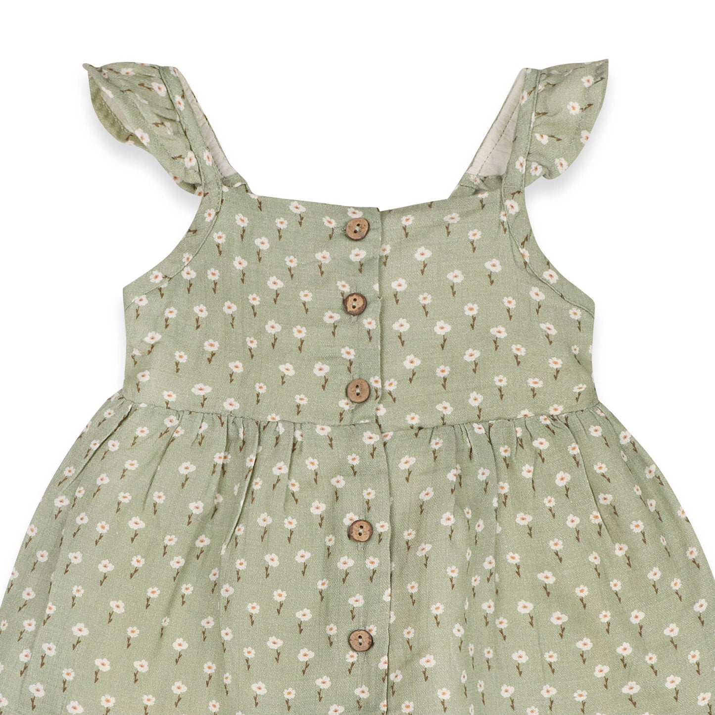 Sage Floral Baby Dress + Bloomer (Organic Muslin)