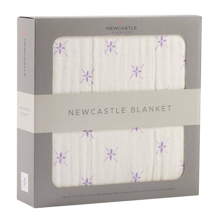 Lavender Flower and White Newcastle Blanket