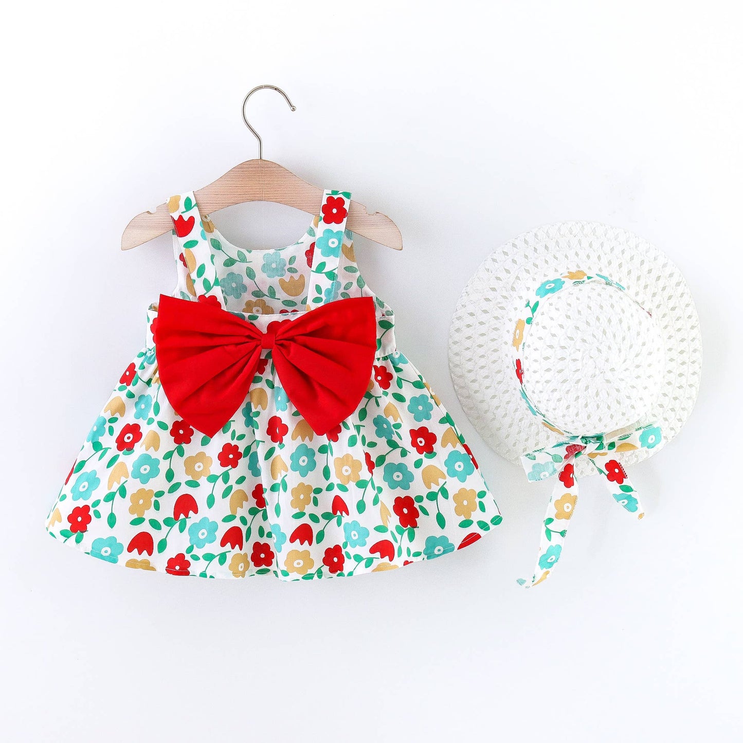 Floral Print Bowknot Sleeveless Baby Dress