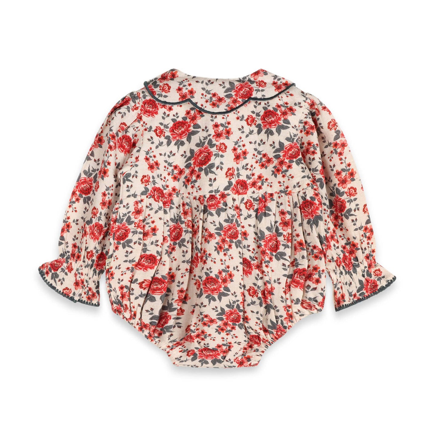 Rosabelle Rose Floral Baby Romper & Headband (Linen Blend)