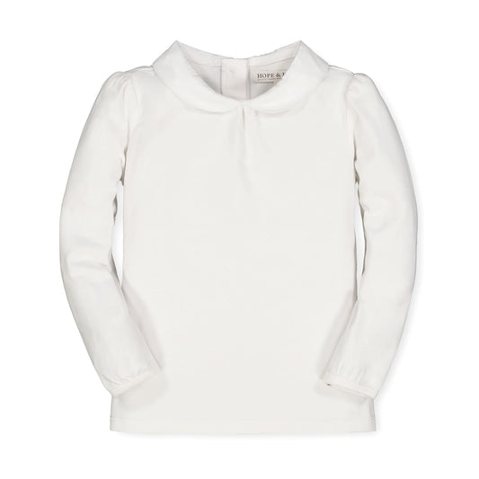 Knit Top with Woven Collar