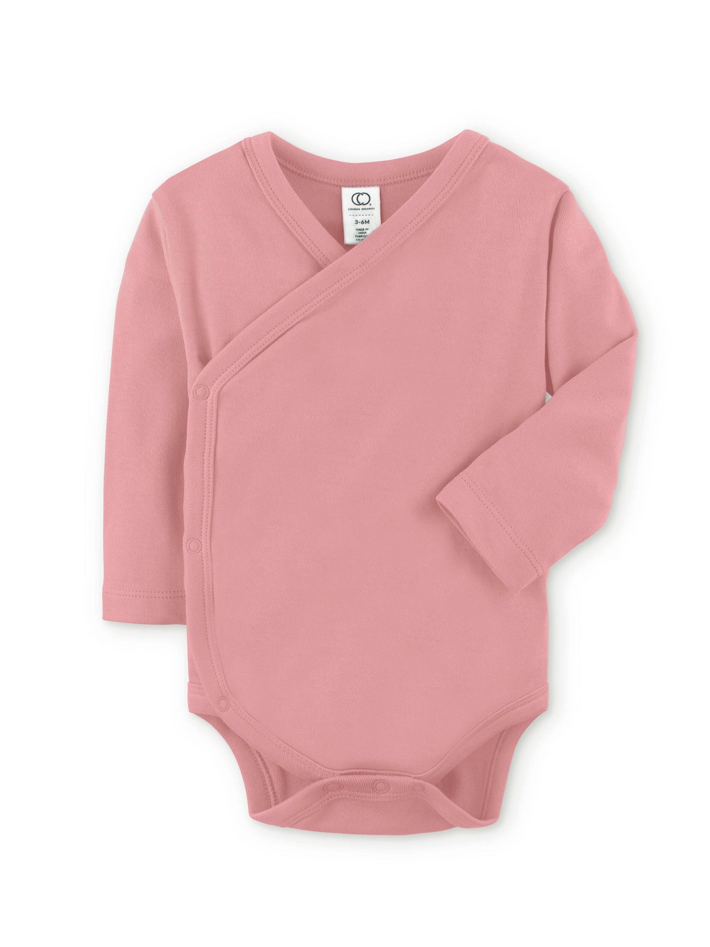 Organic Baby Long Sleeve Classic Kimono Bodysuit - Rose