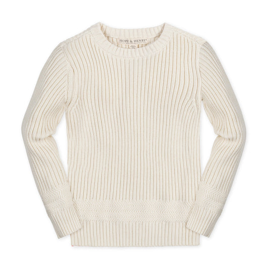 Organic Herringbone Detail Crew Neck Sweater - Baby