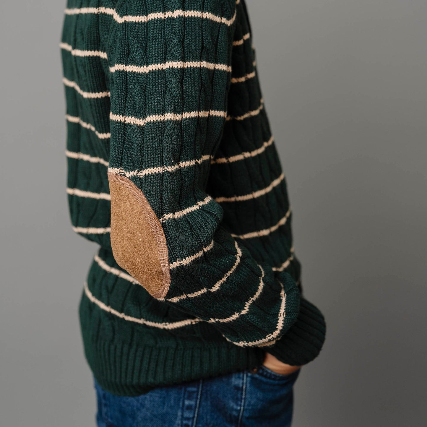 Organic Sweater Henley with Elbow Patches - Baby