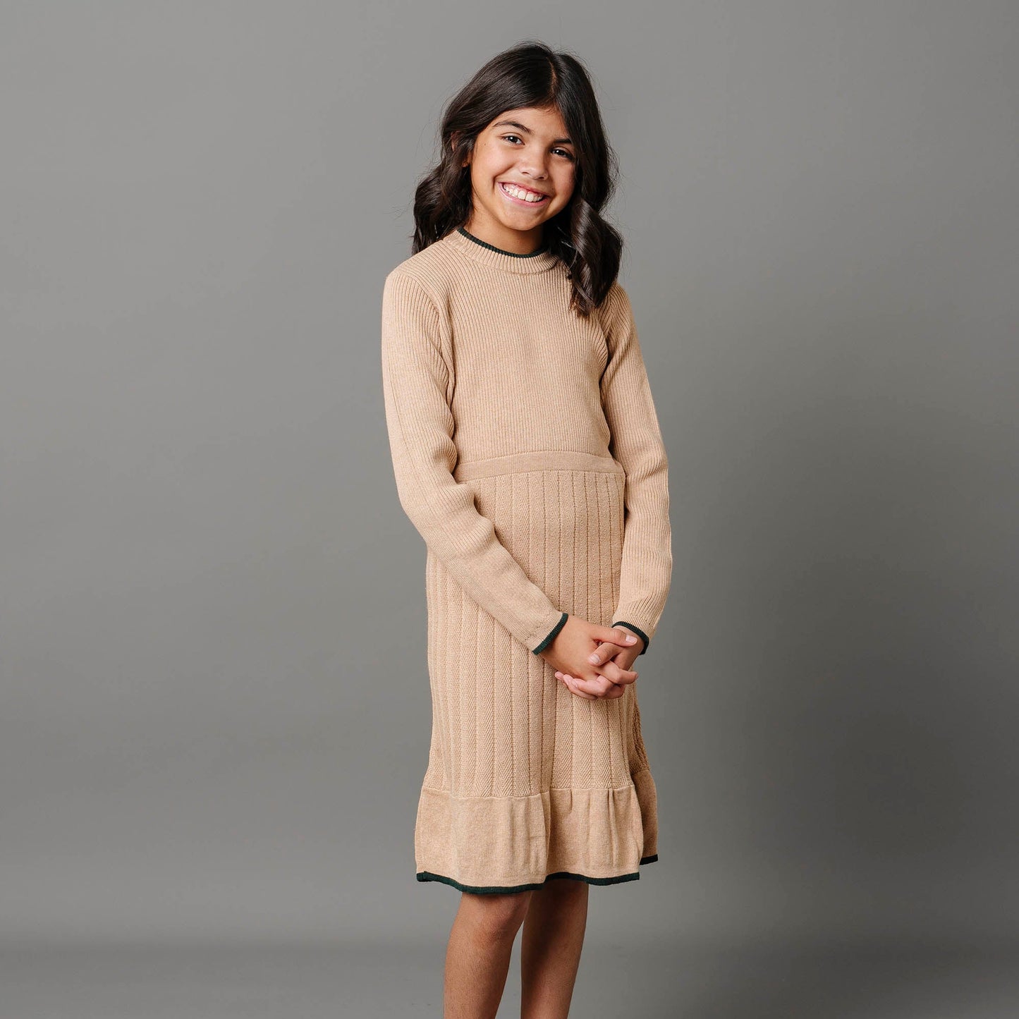 Organic Mock Neck Flounce Sweater Dress - Baby