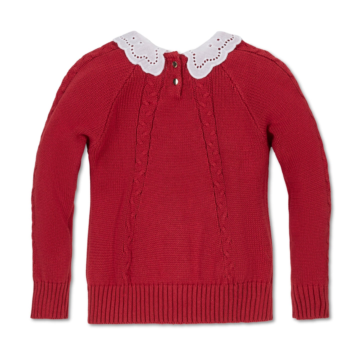 Organic Eyelet Collar Cable Sweater - Baby