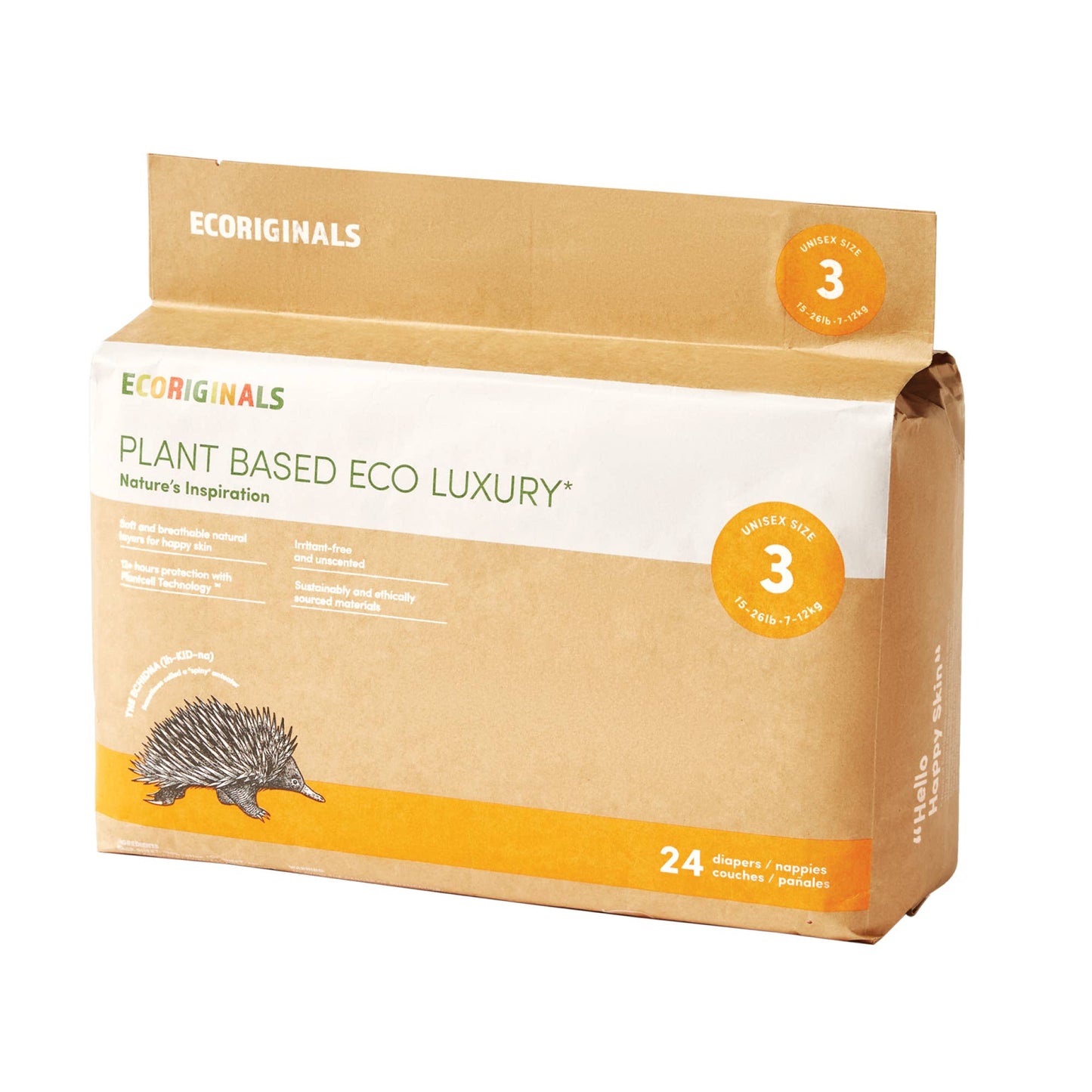 Plant based USA Cotton Eco Diaper Size 3 Crawler 15-26lb