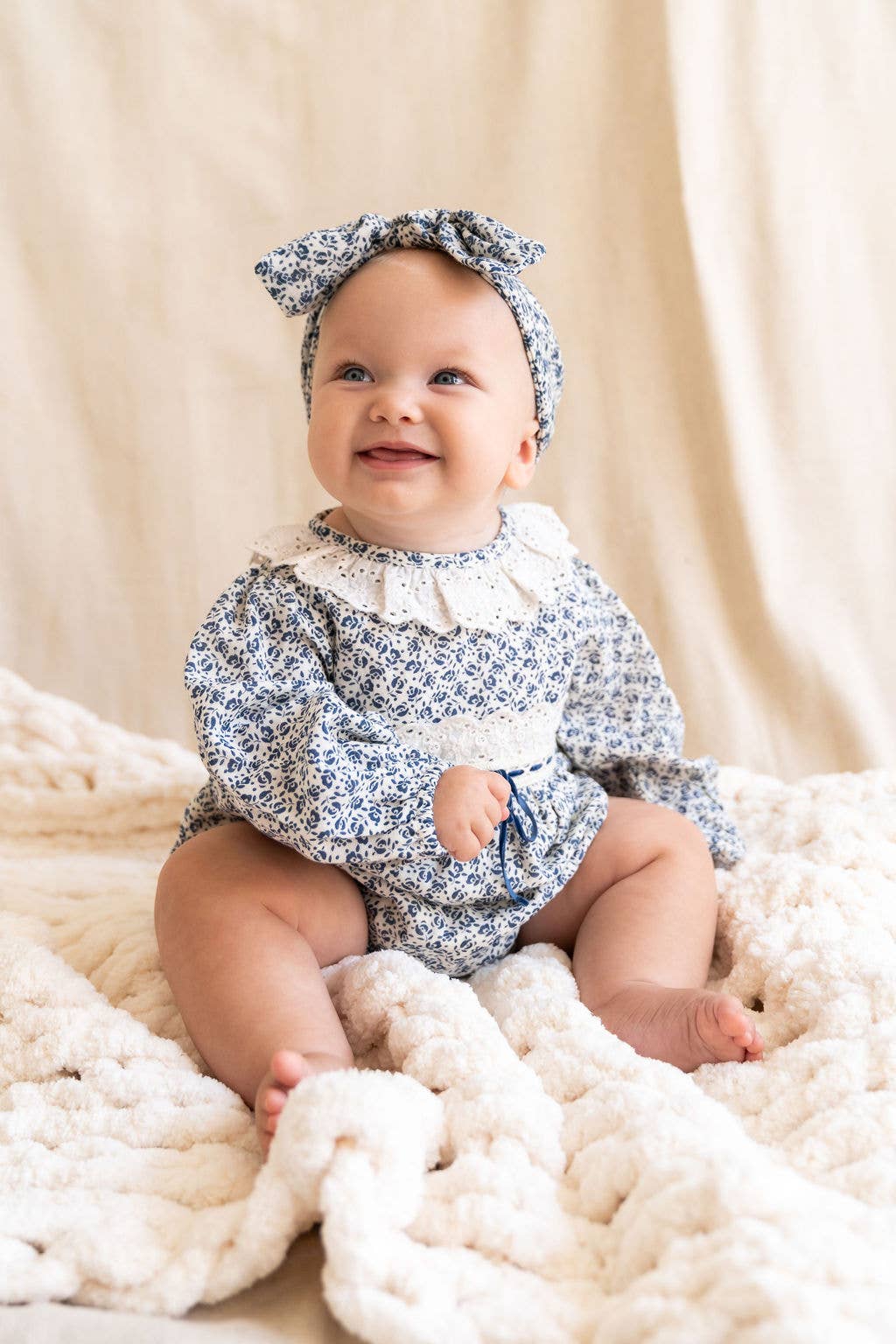 Floral Print & Lace Baby Girl Romper (Organic)