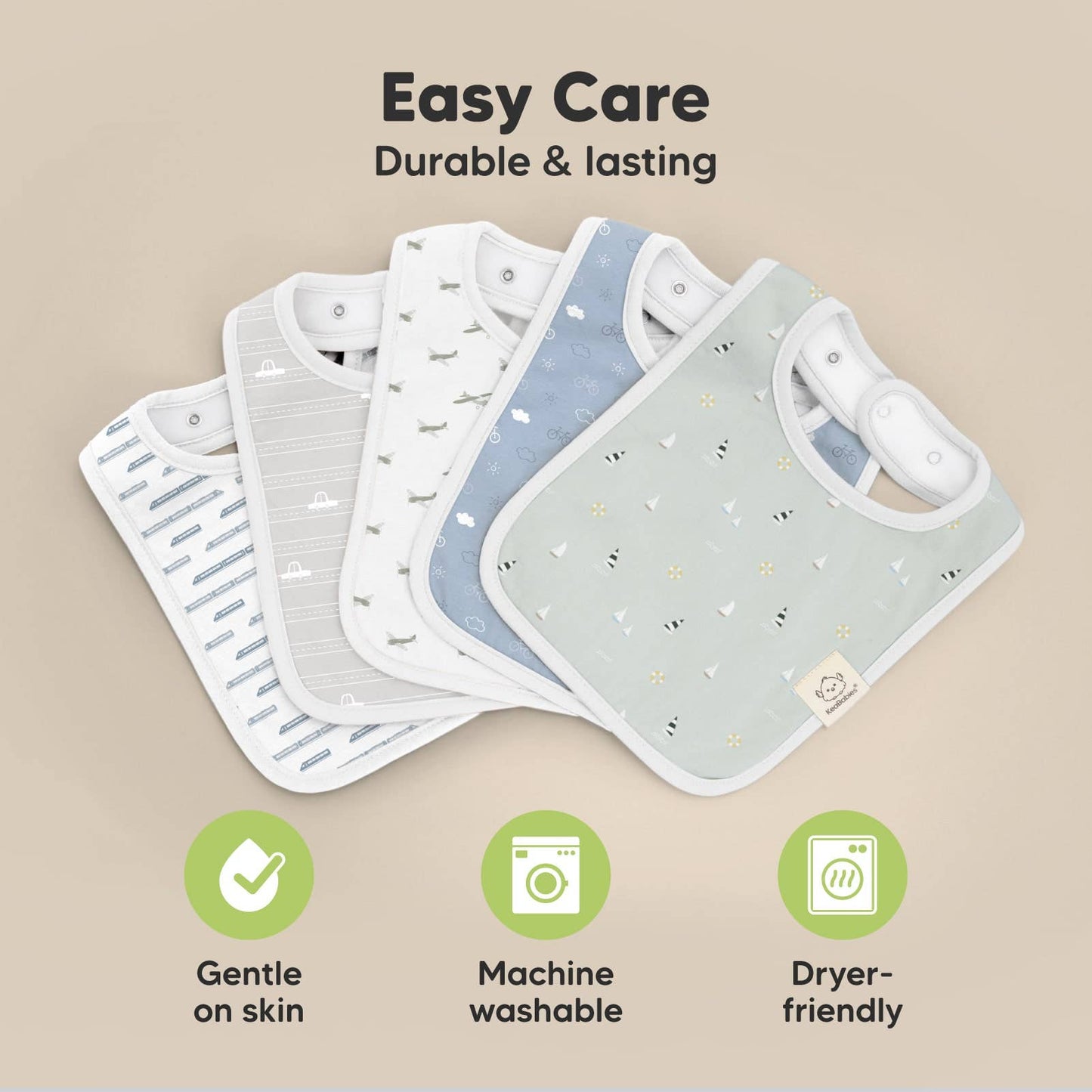 KeaBabies 8-Pack Coast Drool Bibs