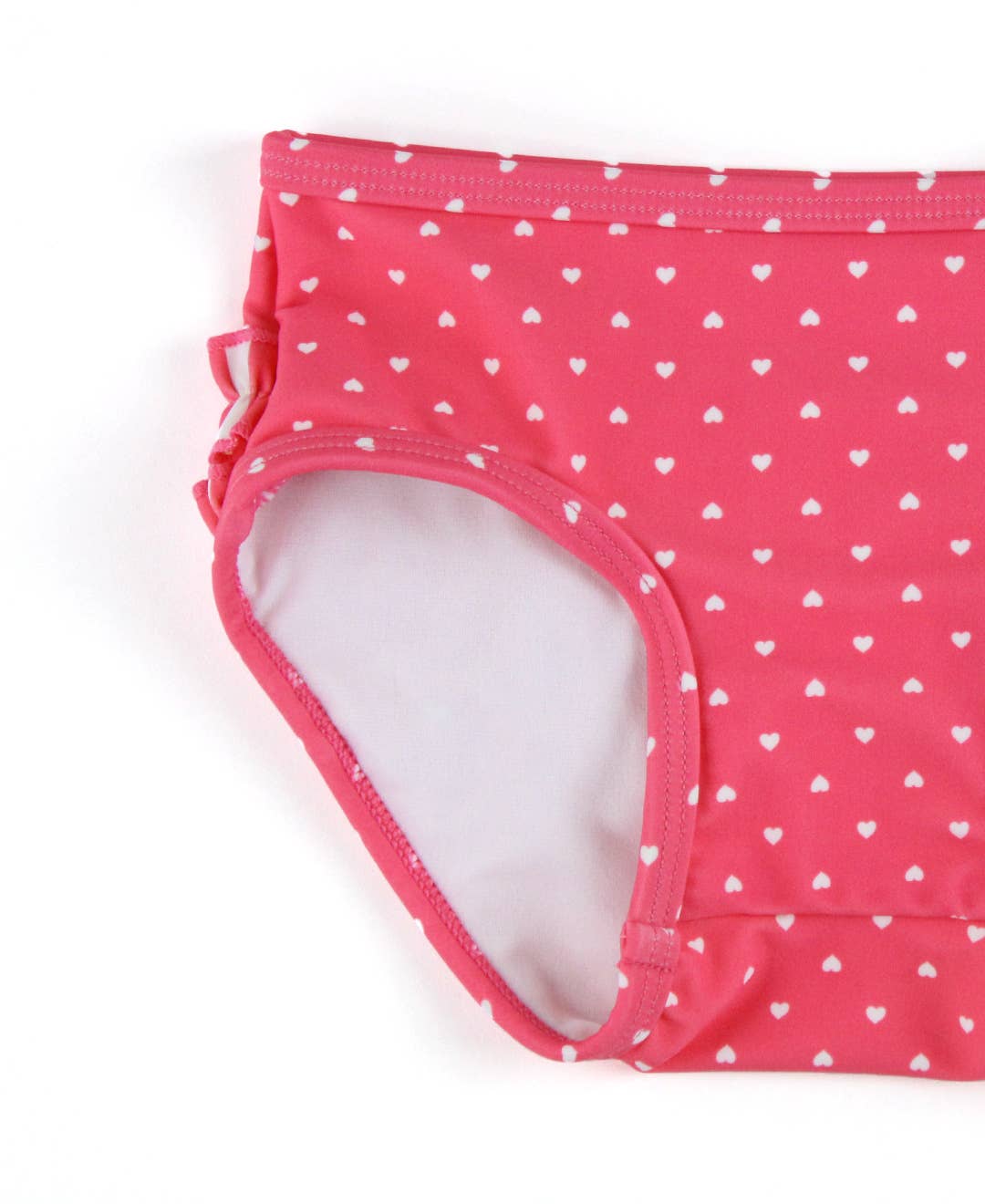 Girls Hot Pink Heart Polka Dot One Shoulder Ruffle Tankini