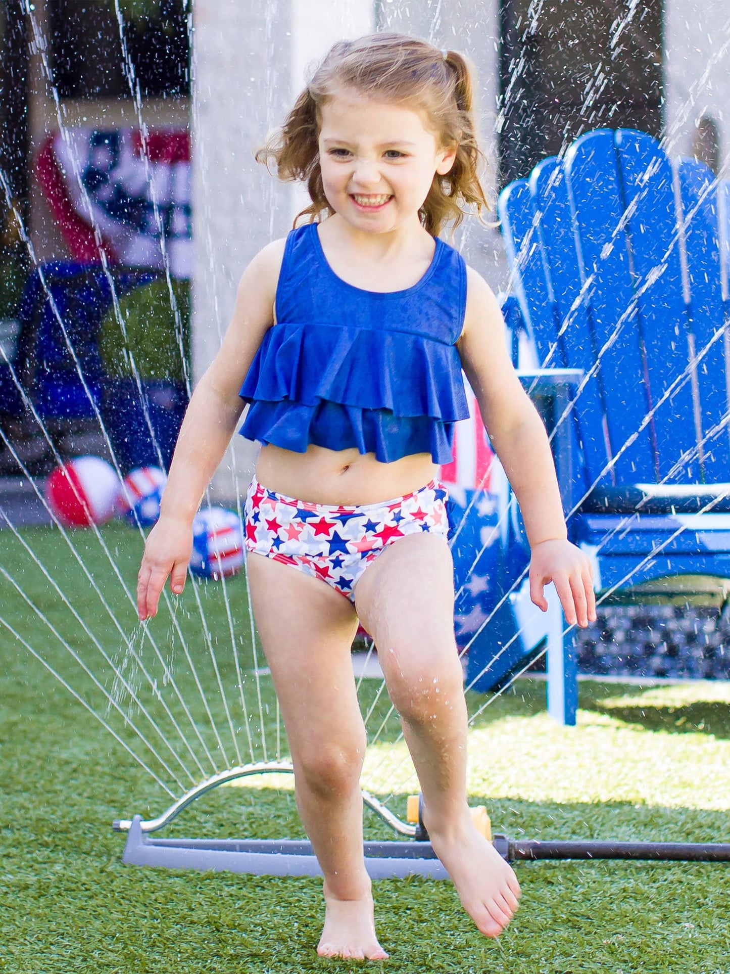 Girls Shimmer Star-Spangled Flounce Bikini