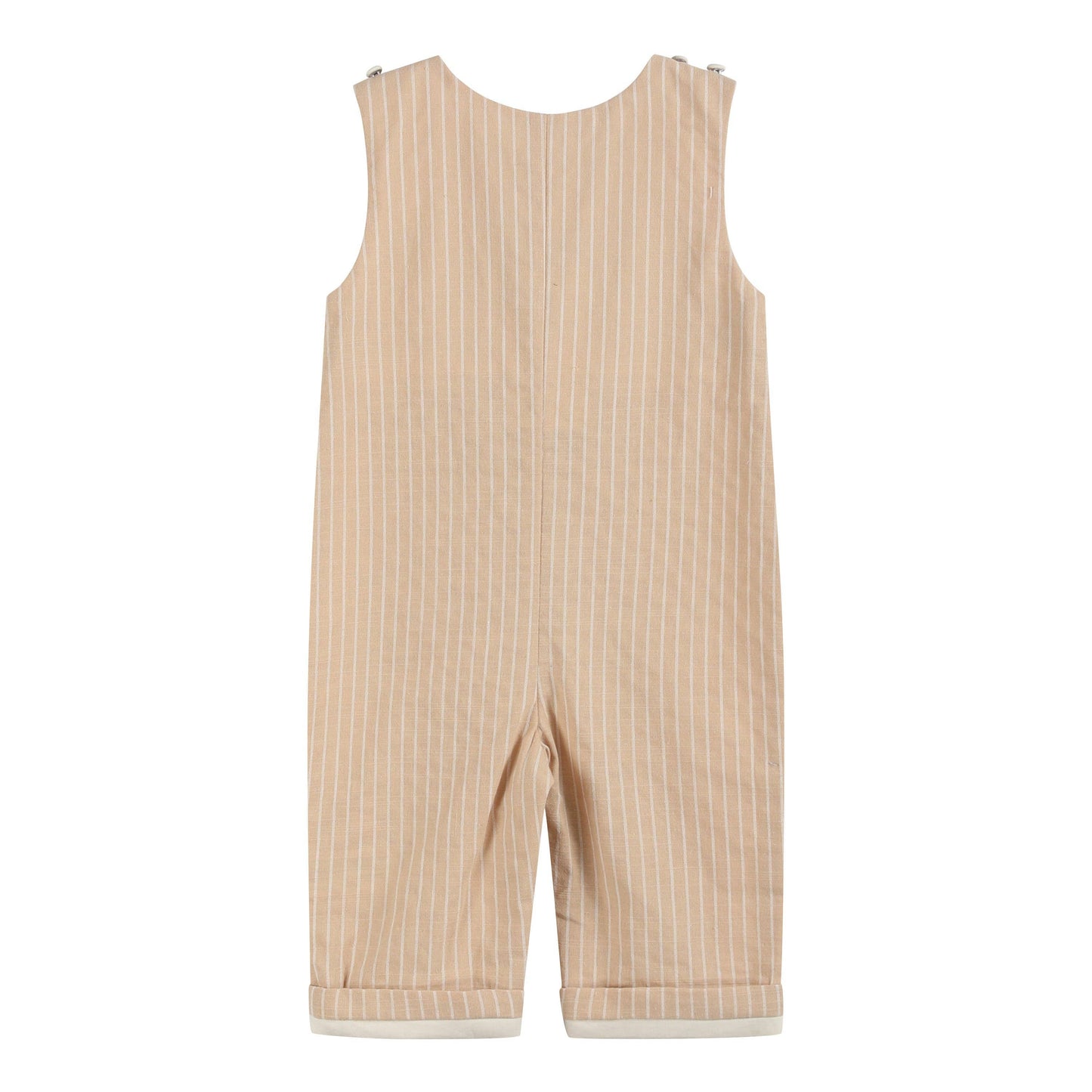 Light Brown Pinstripe Pumpkin Smocked Overalls