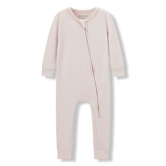 Luxe Solid Zipper Pajama-Rose