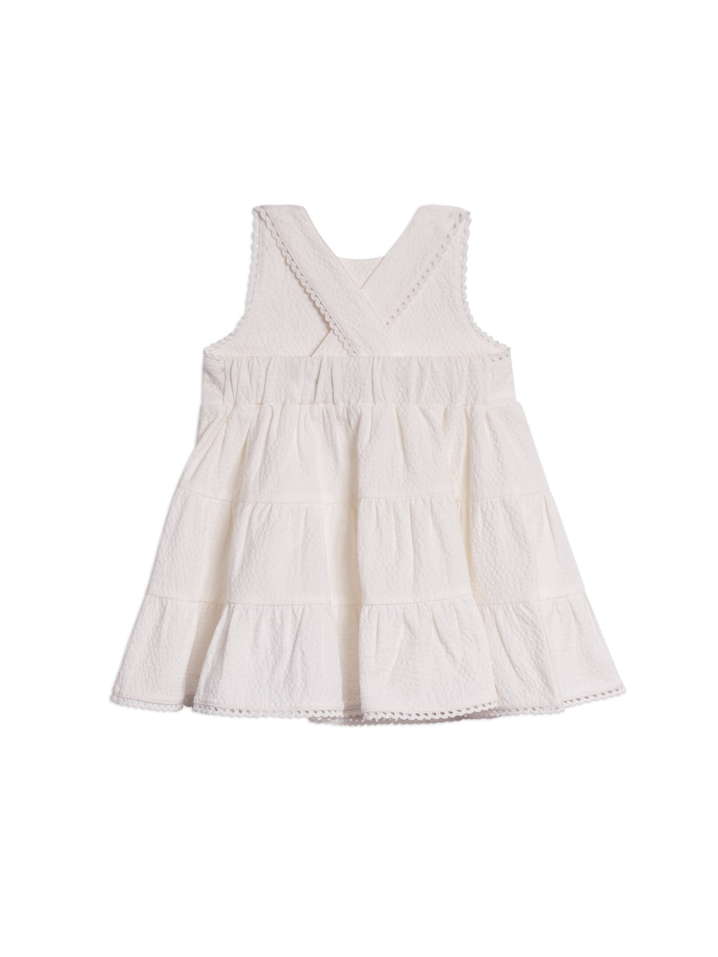Organic Zoey Seersucker Tiered Dress - Coconut