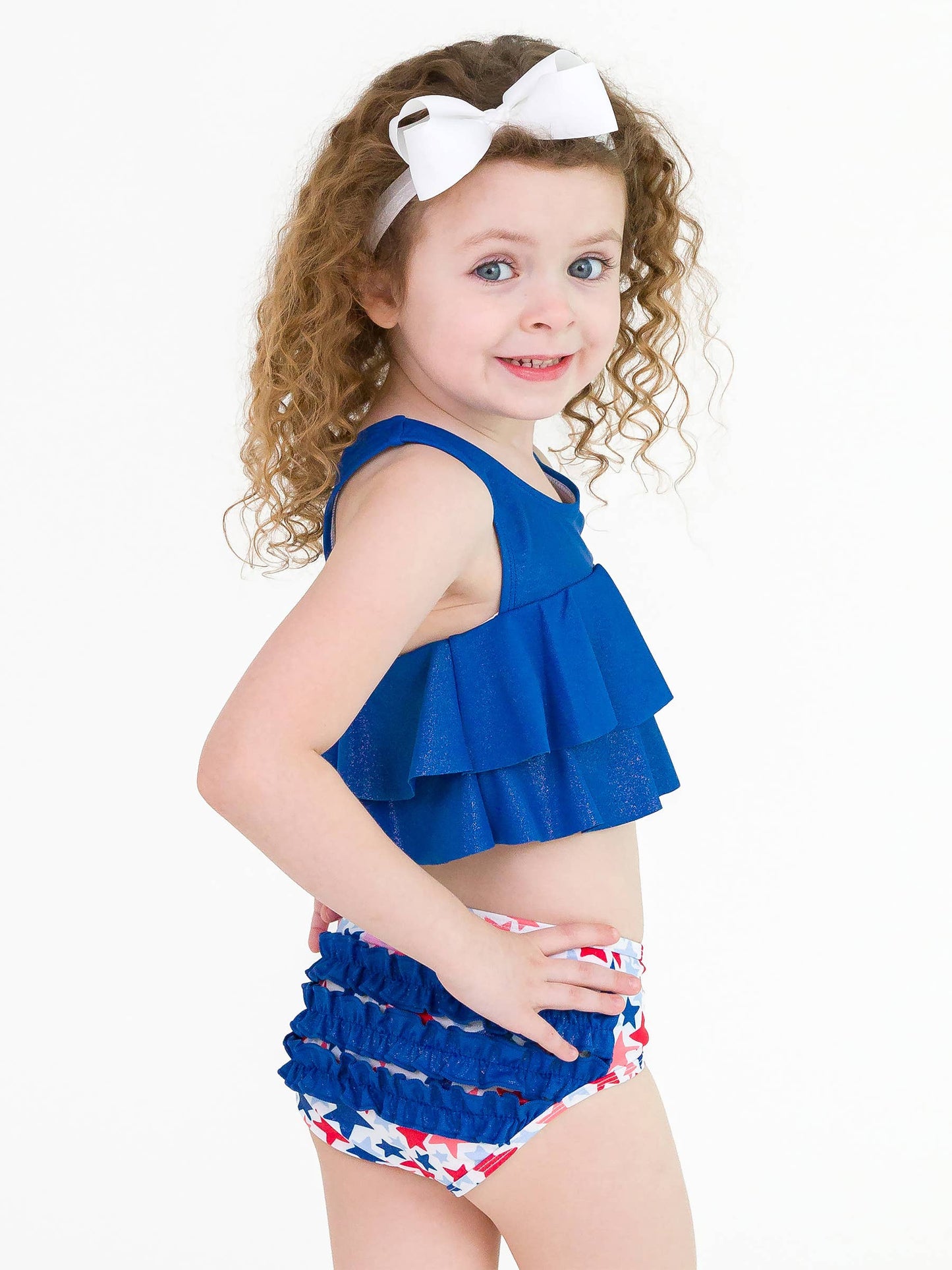 Girls Shimmer Star-Spangled Flounce Bikini