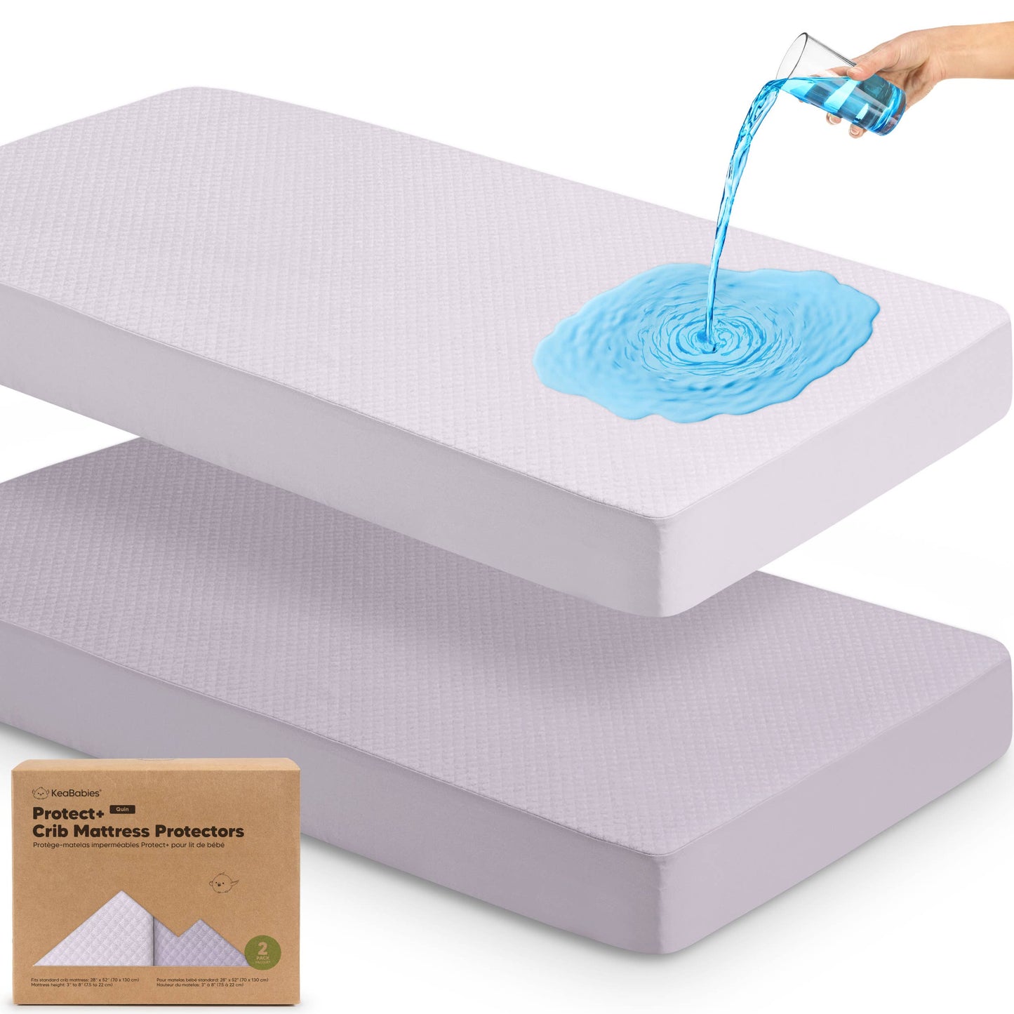 2-pk Quin Protect+ Waterproof Crib Mattress Protector Cover