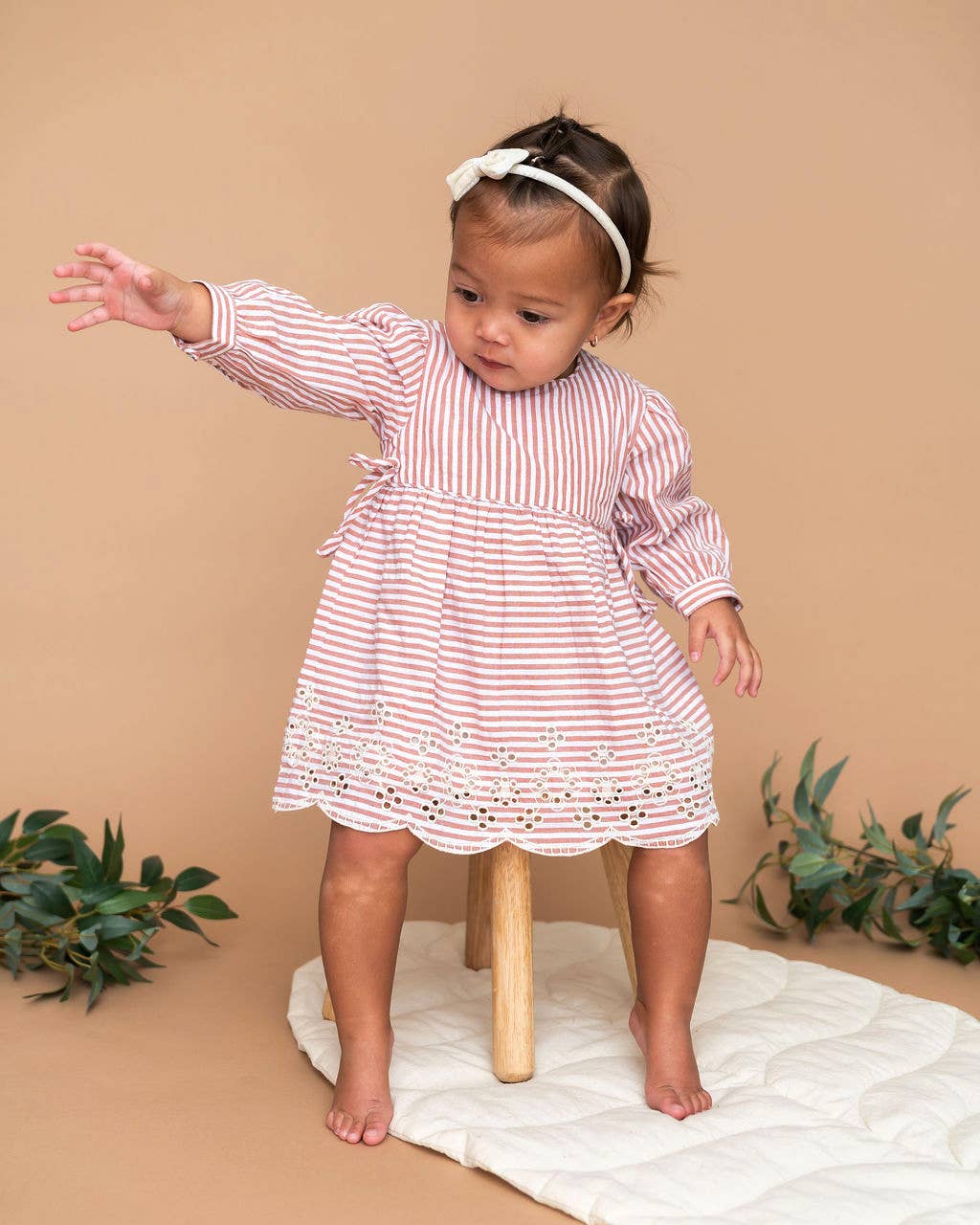 Vivienne Striped Embroidered Baby Dress & Bloomer (Organic)