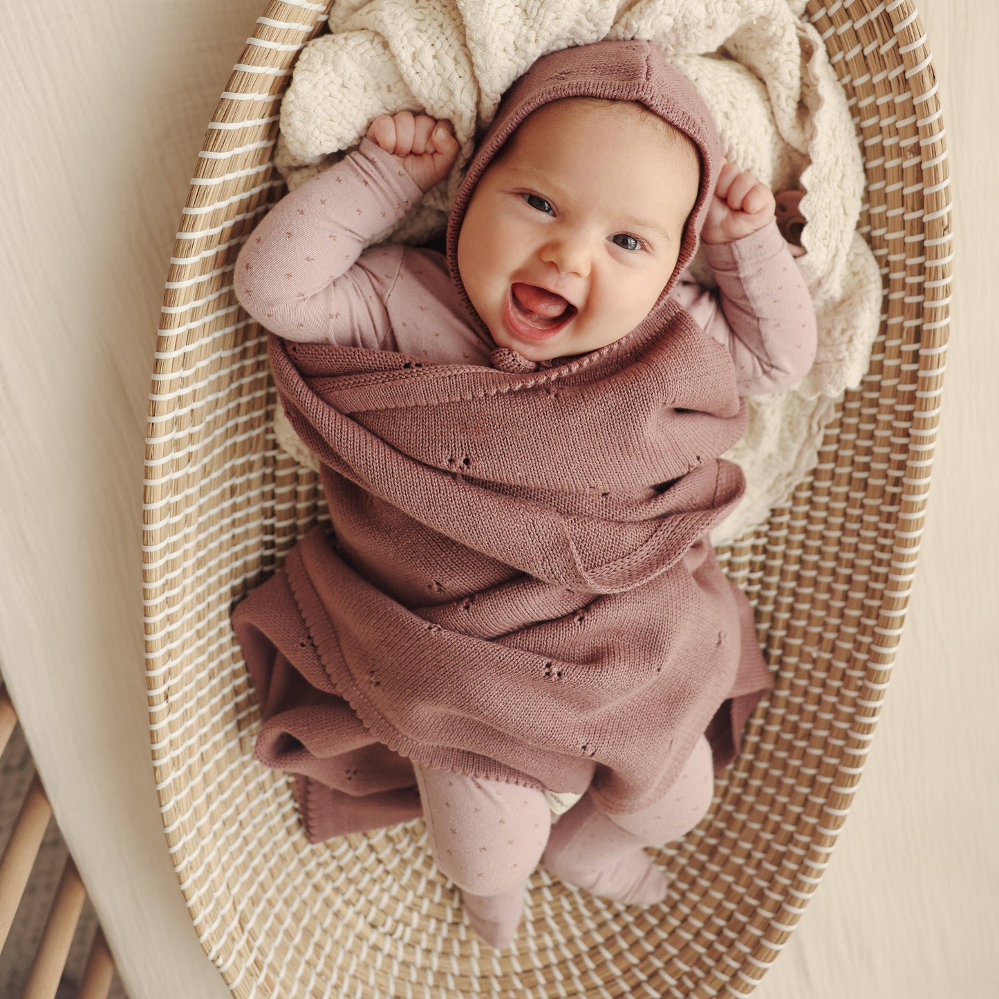 100% Organic Cotton Pointelle Swaddle Receiving Baby Blanket