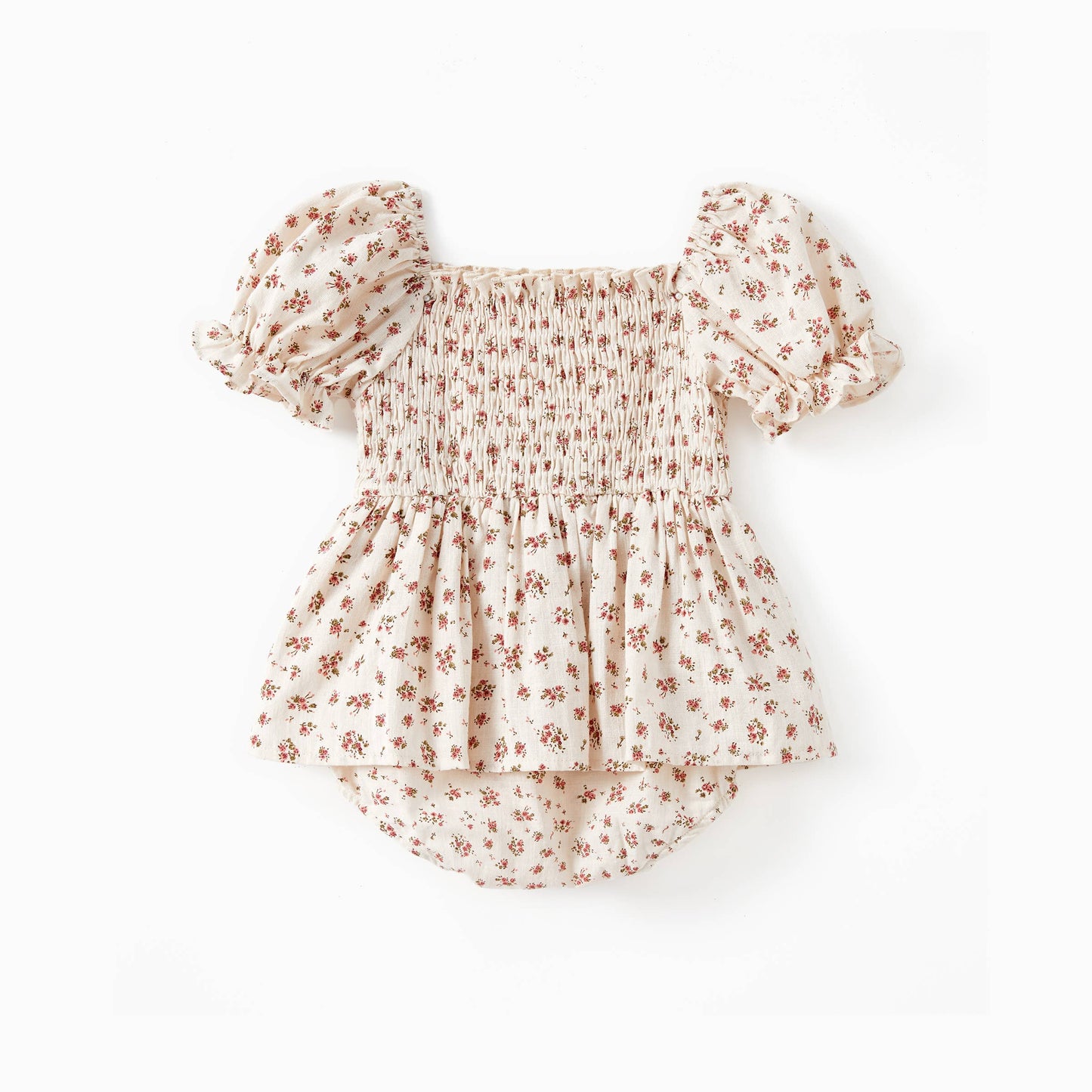 Mom & Me Ditsy Shirred Bodice Tiered Ruffle Trim Dress