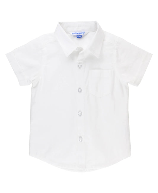 Boys White Dobby Short Sleeve Button Down Shirt