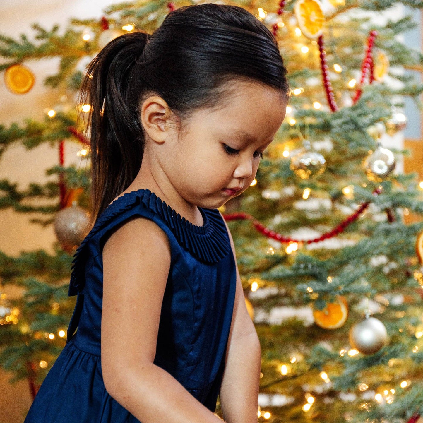 Pleated Collar Party Dress - Made with Organic Cotton