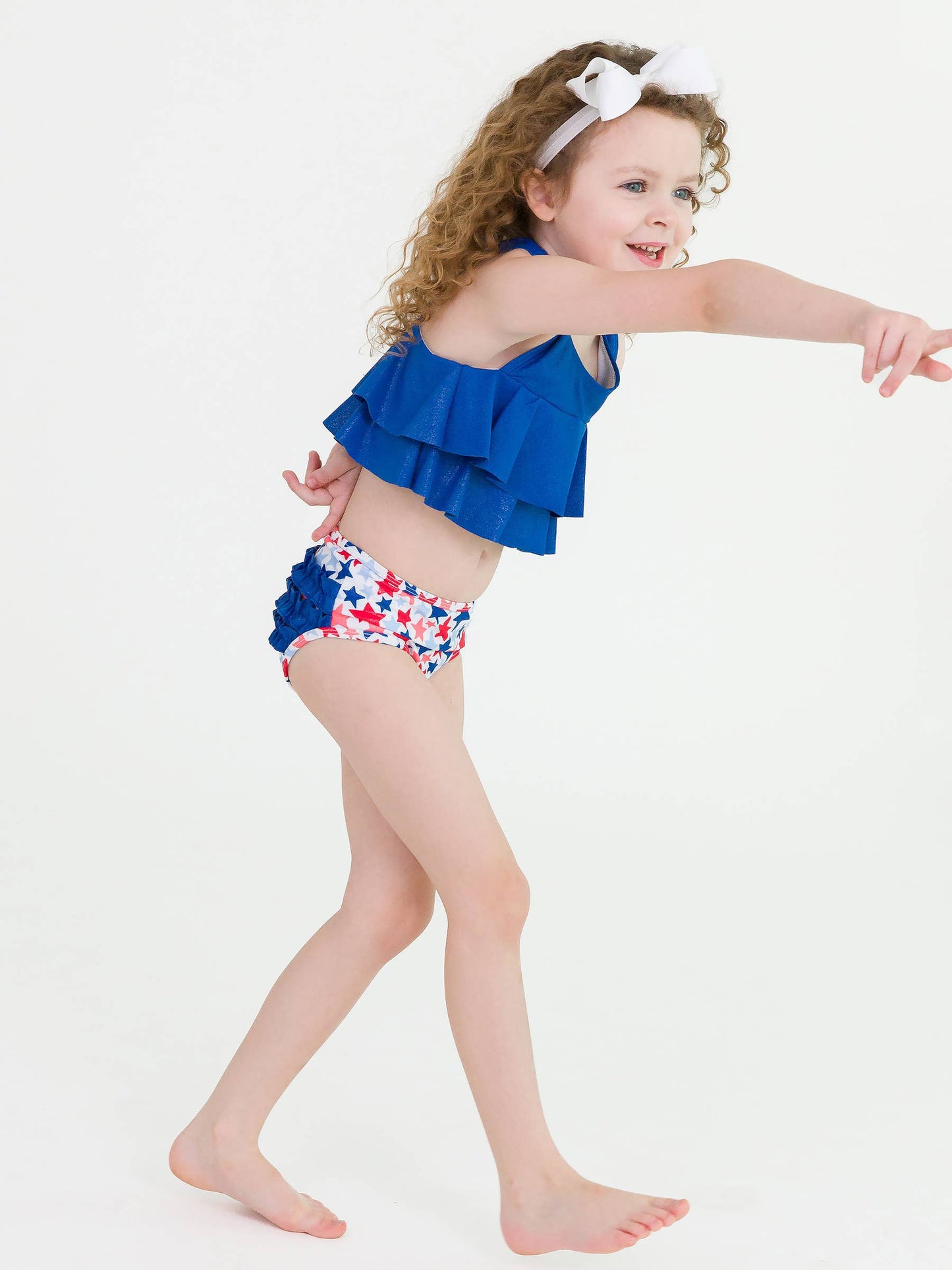 Girls Shimmer Star-Spangled Flounce Bikini