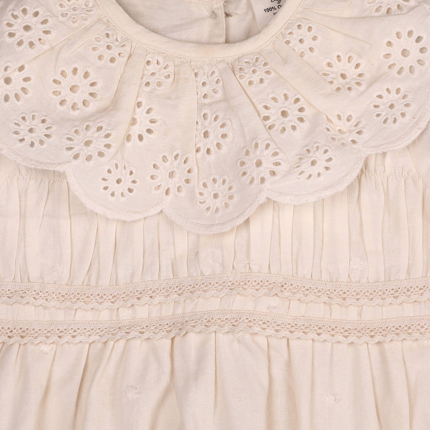 Schiffli Lace Clown Collar Baby Girl Romper (Organic)