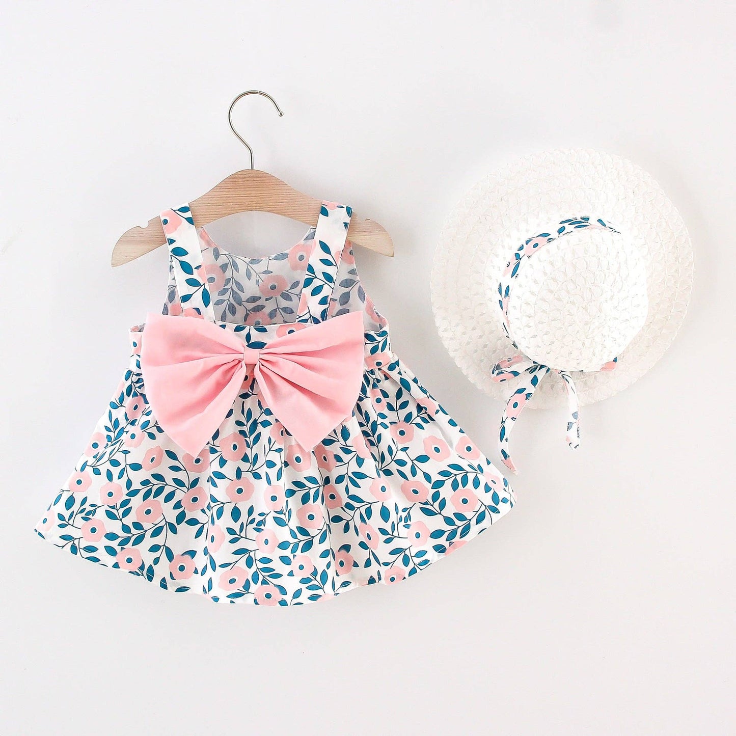 Floral Print Bowknot Sleeveless Baby Dress