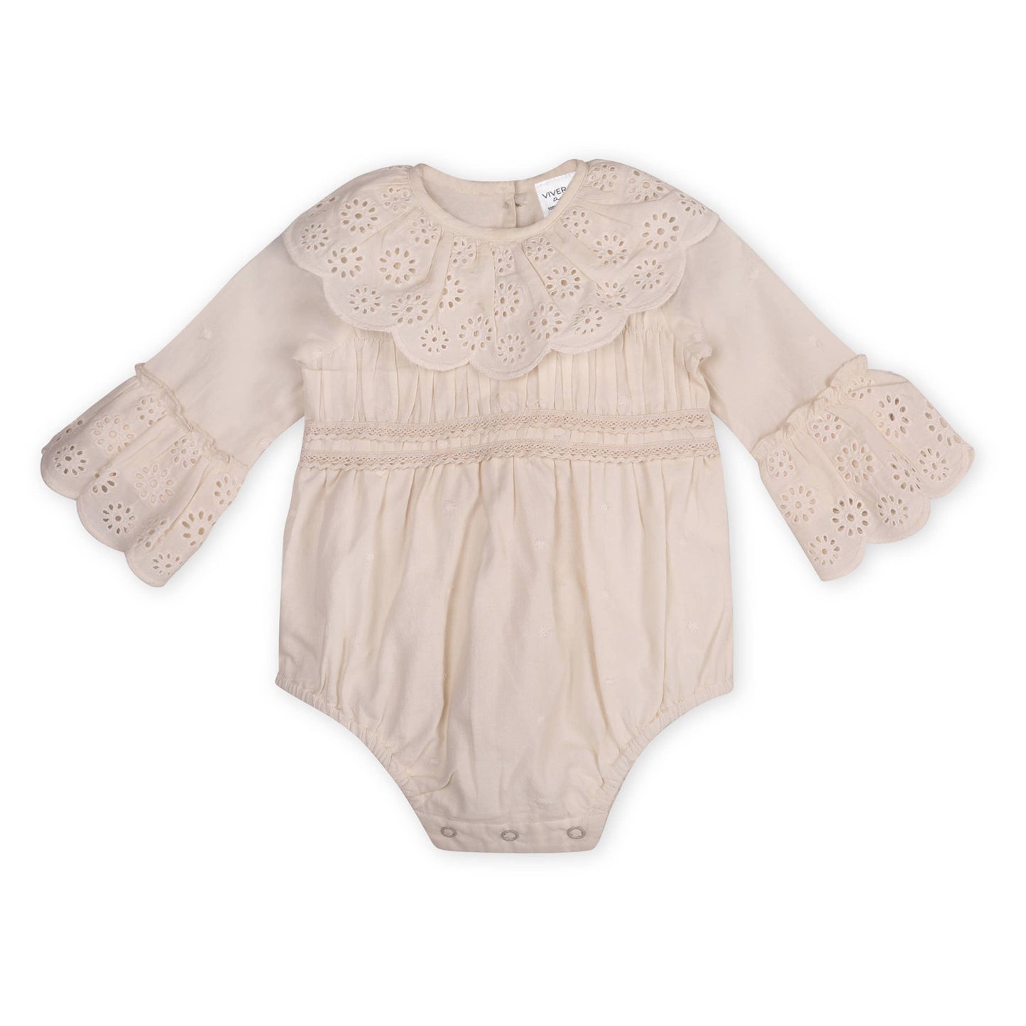 Schiffli Lace Clown Collar Baby Girl Romper (Organic)
