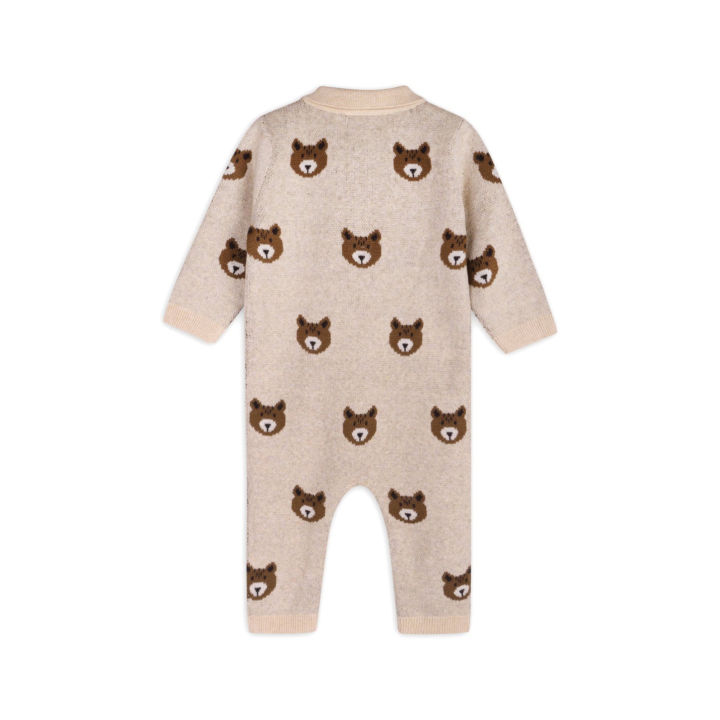 Brown Bear Jacquard Sweater Knit Baby Jumpsuit (Organic)