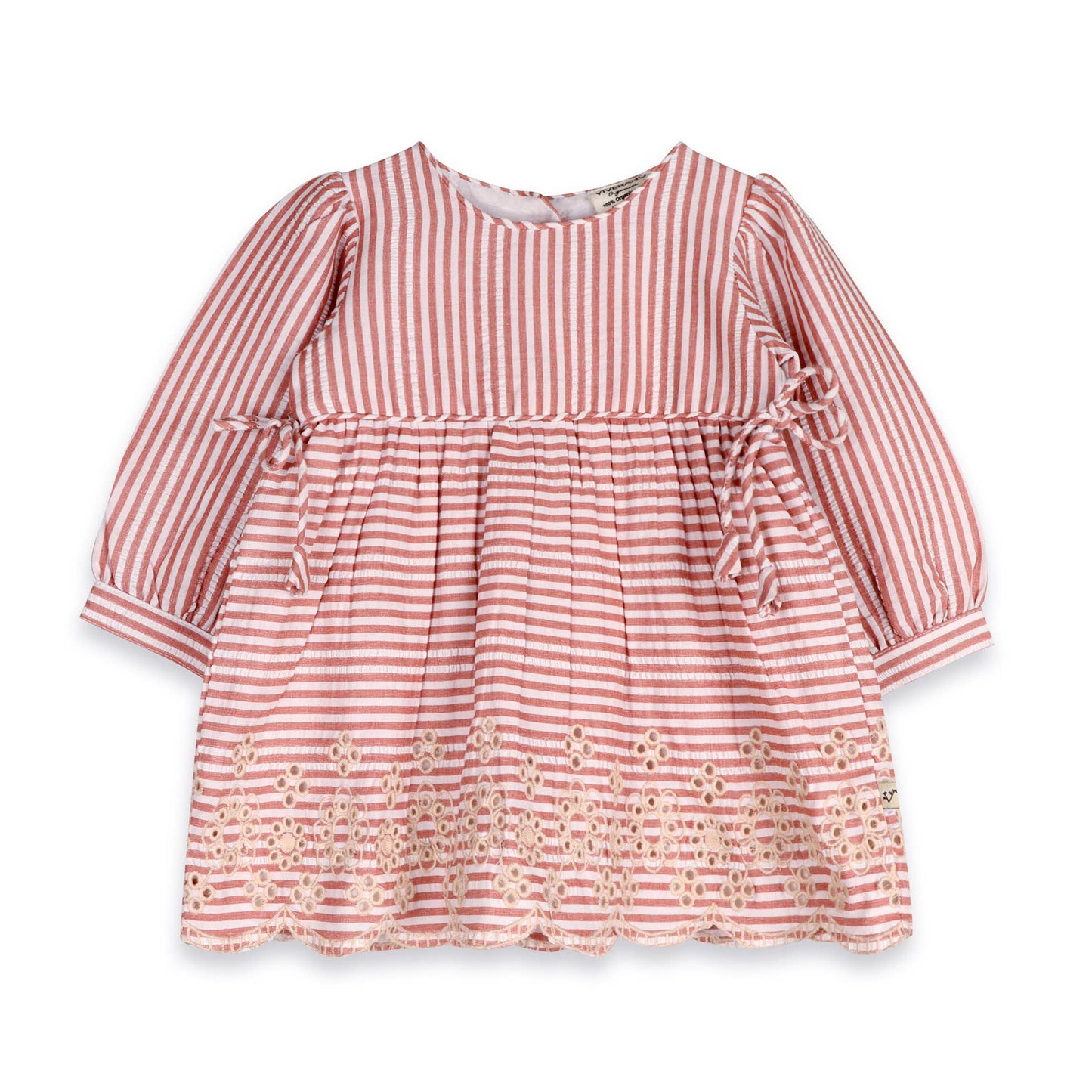 Vivienne Striped Embroidered Baby Dress & Bloomer (Organic)