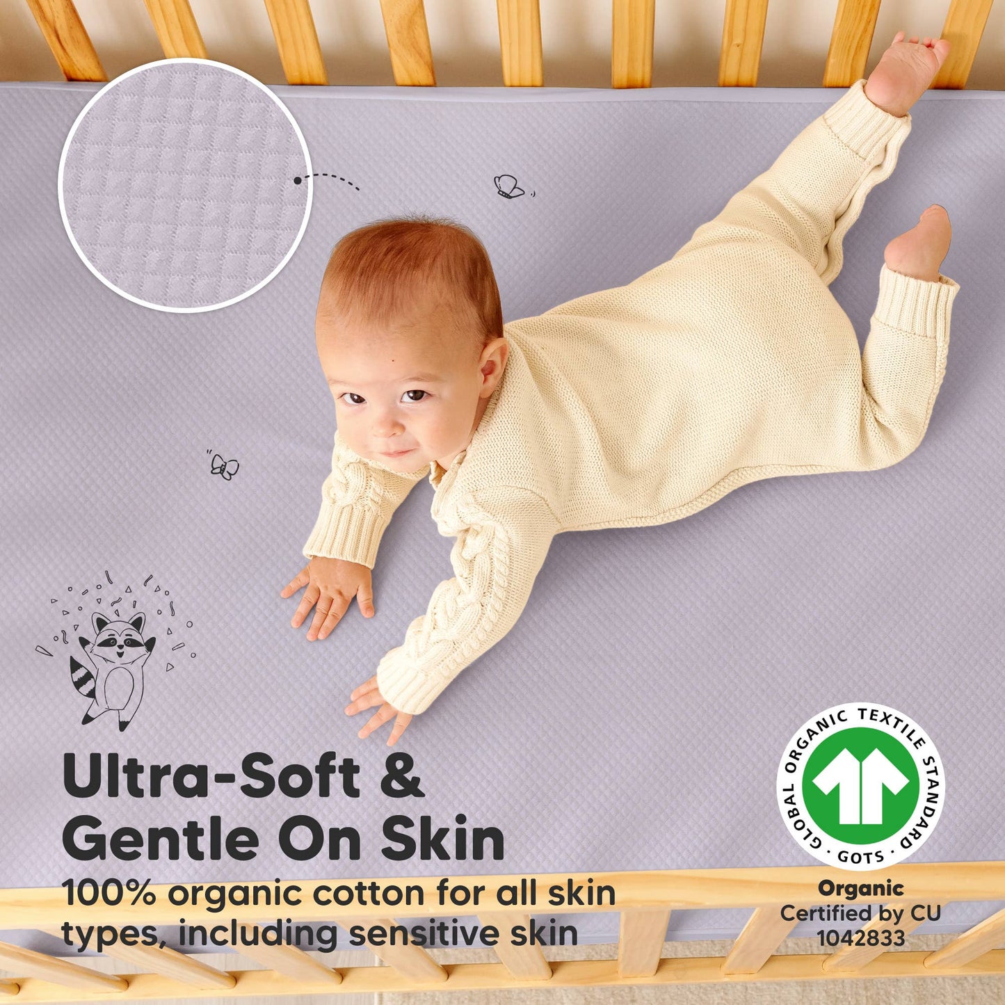 2-pk Quin Protect+ Waterproof Crib Mattress Protector Cover