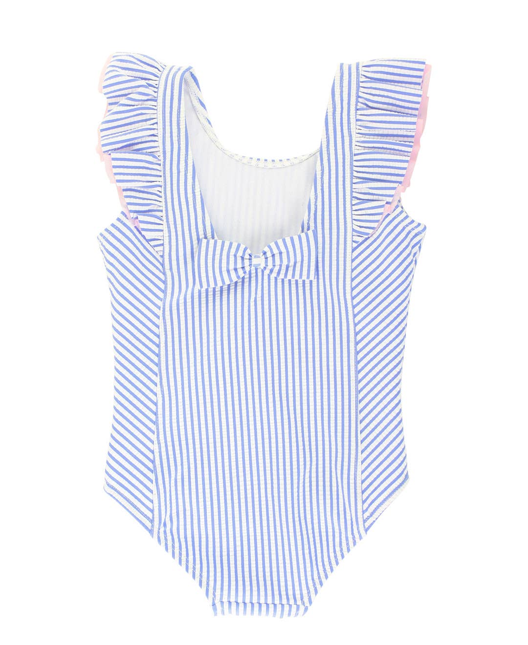 Girls Periwinkle Blue Seersucker Waterfall One Piece