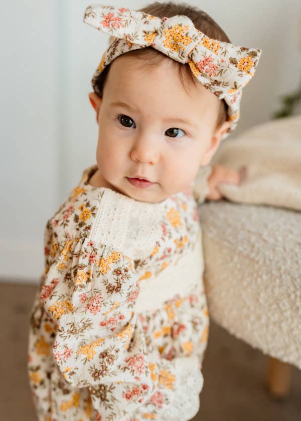 Florecita Floral Baby Romper & Headband Set (Organic Cotton)
