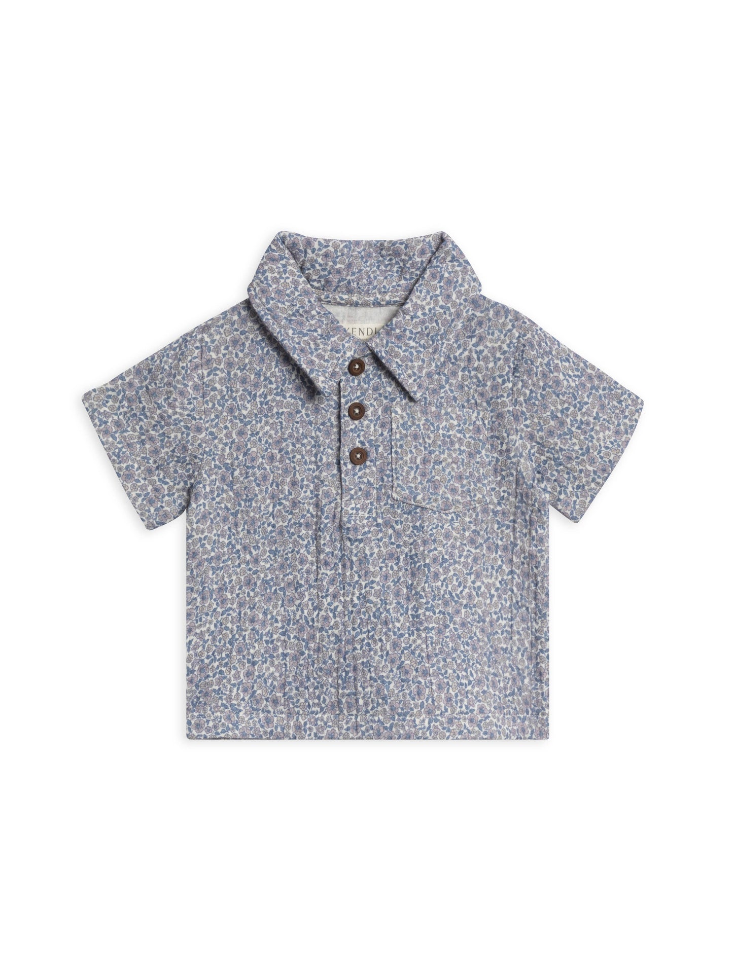 Organic Ezra Muslin Short Sleeve Polo - Gianni Floral/Marino