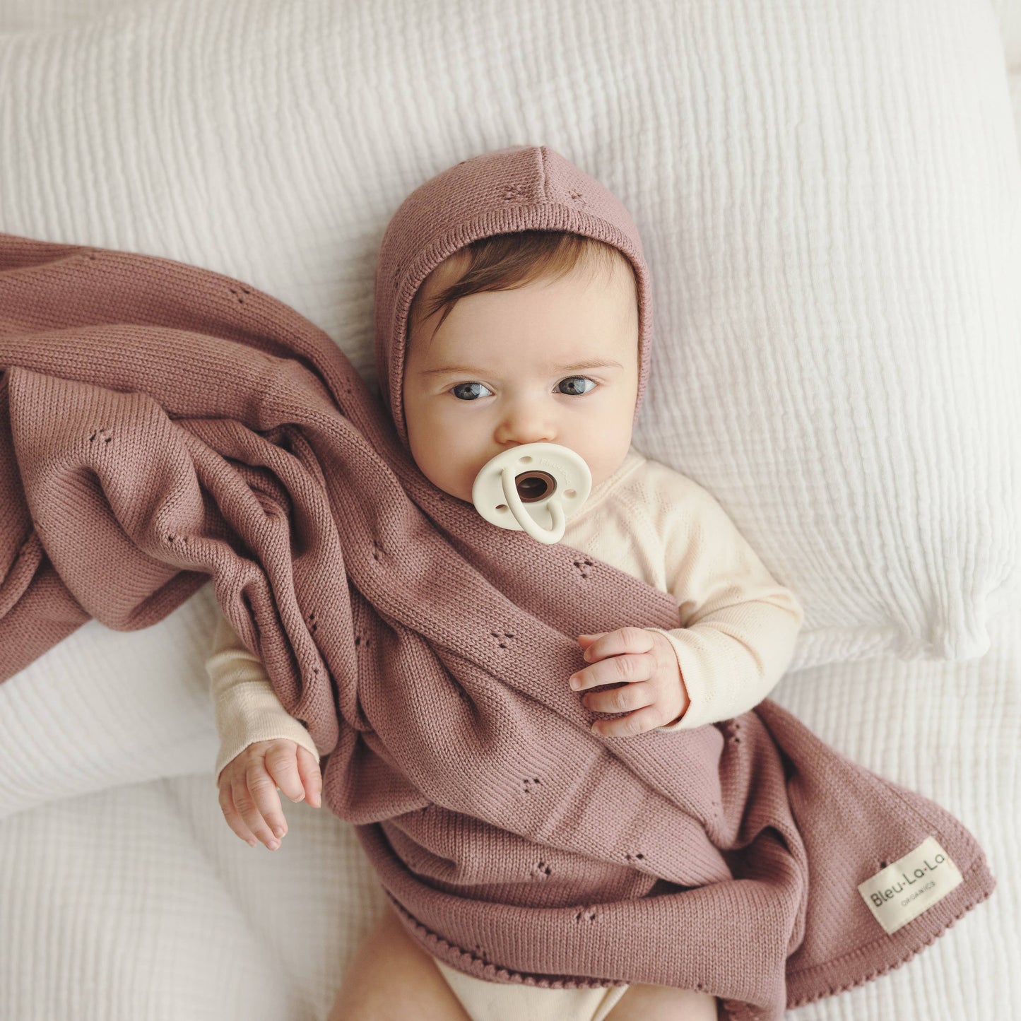 100% Organic Cotton Pointelle Swaddle Receiving Baby Blanket