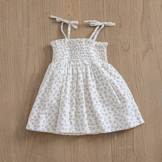 Elena Floral Smocked Baby Dress + Bloomer (Organic Muslin)