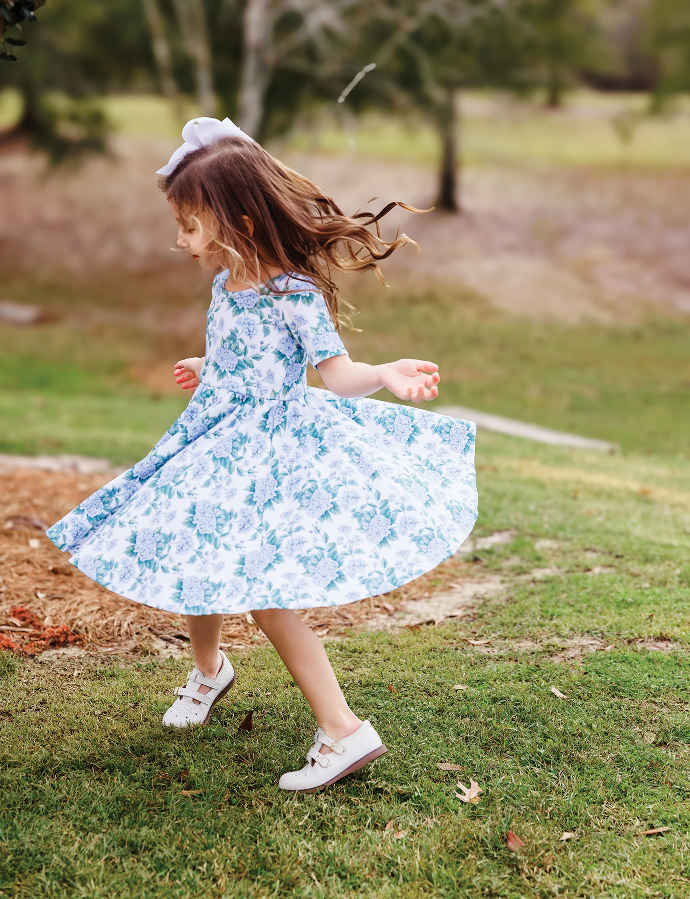 Hydrangea Heaven Organic Cotton Twirl Dress