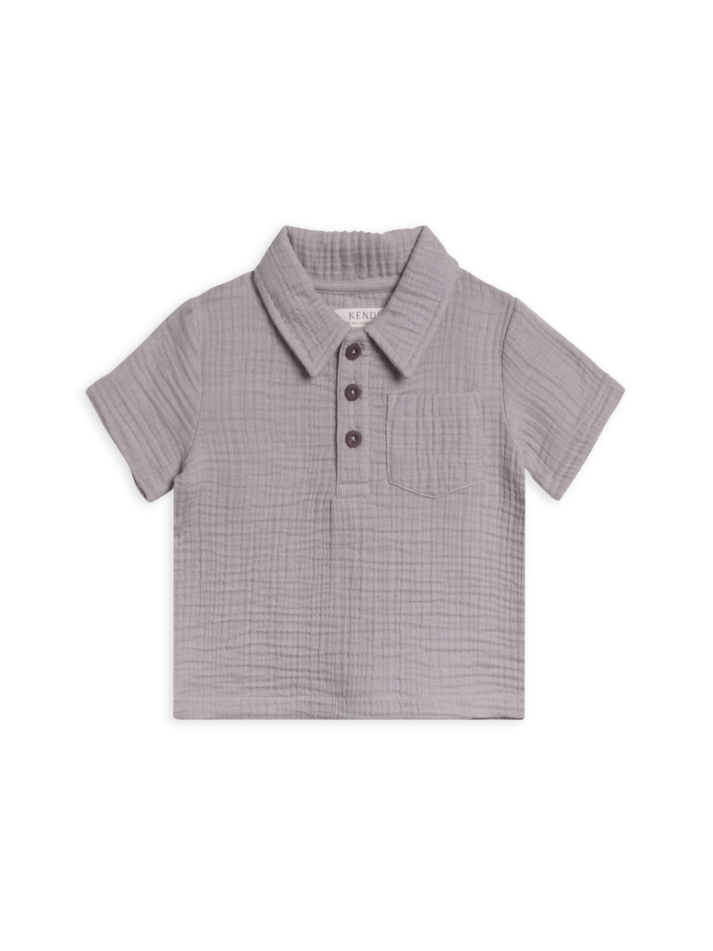 Organic Ezra Muslin Short Sleeve Polo - Lilla