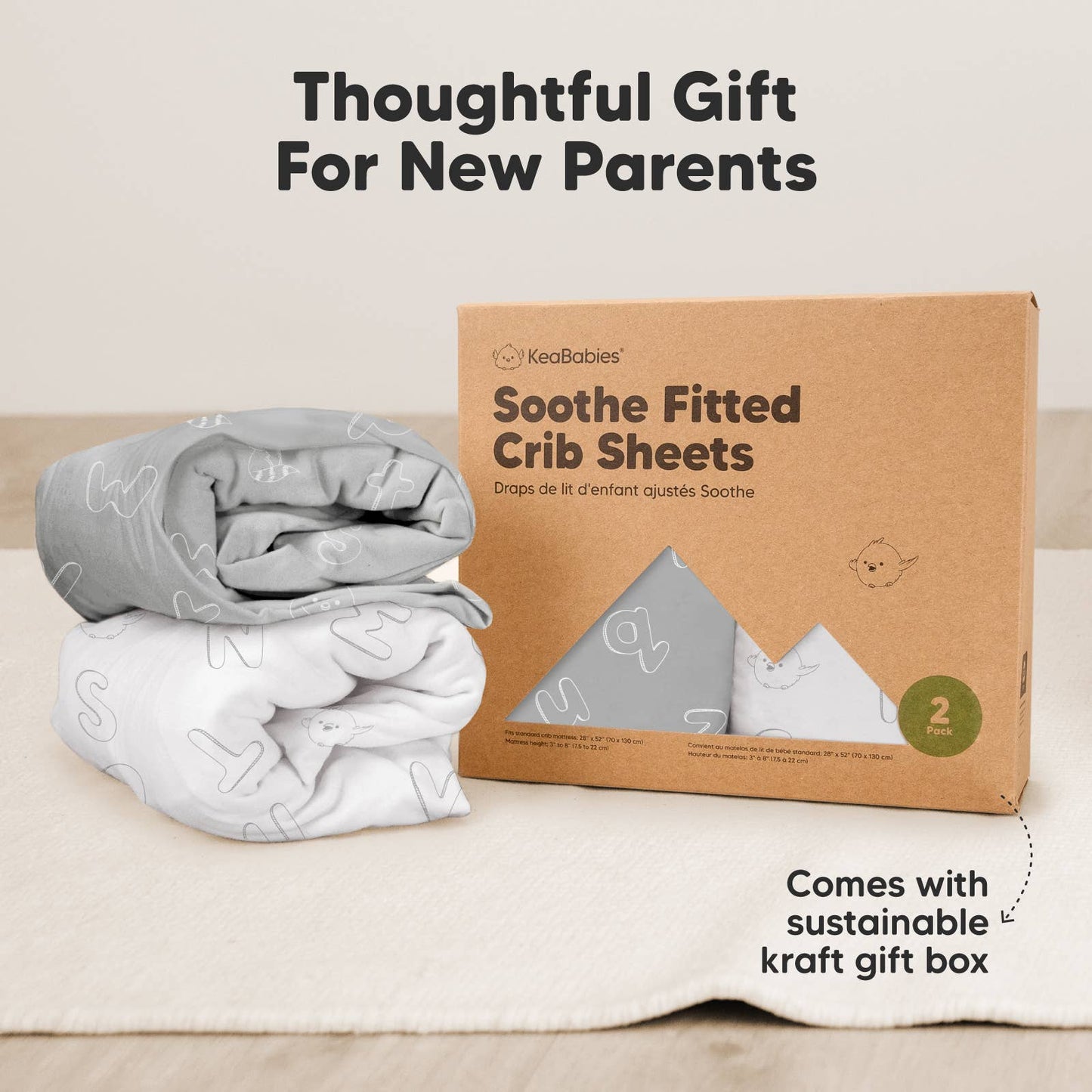 2-pack Organic Cotton Fitted Crib Sheet (ABC Land Cloud)