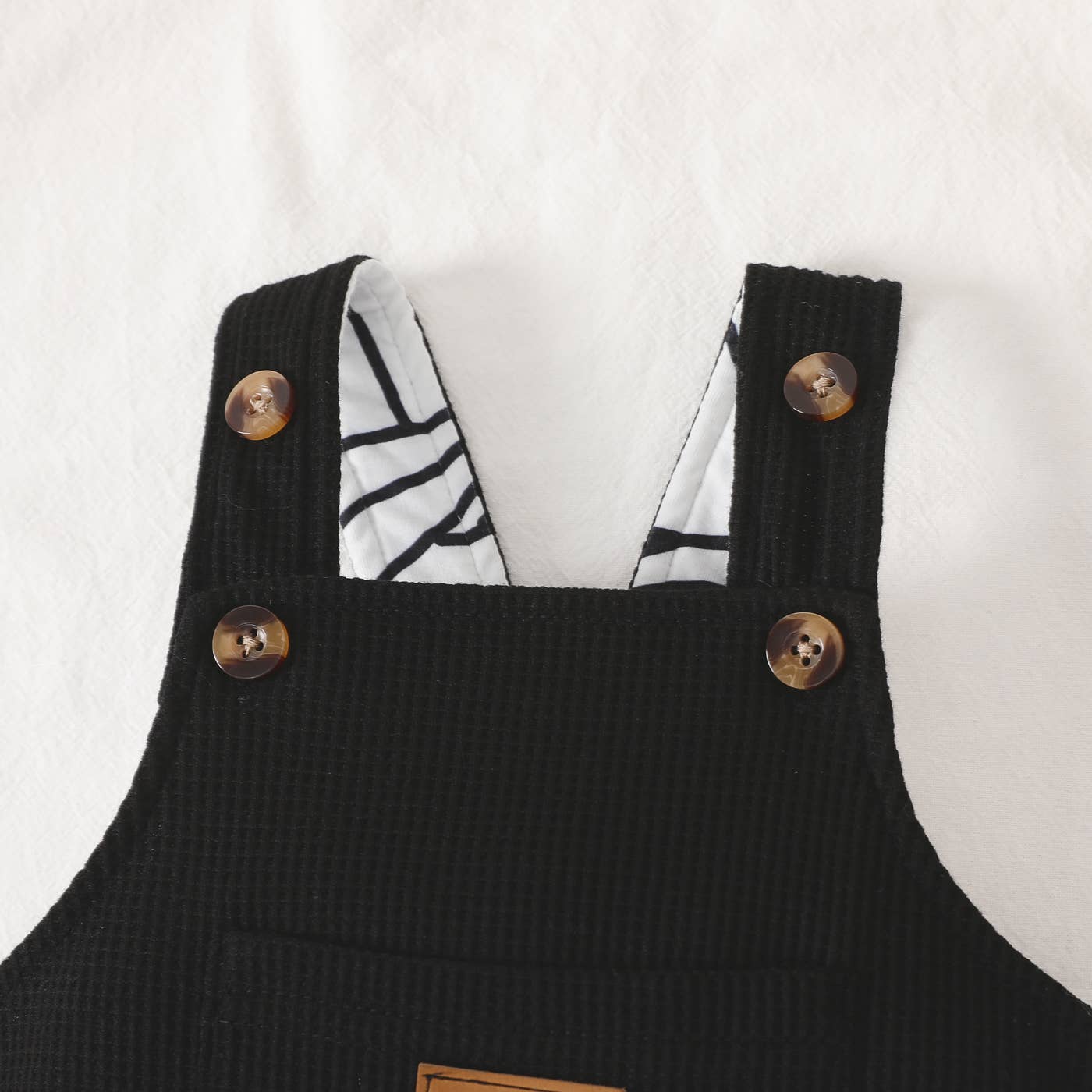 Baby Boy Waffle Letter Patched Pocket Front Overalls