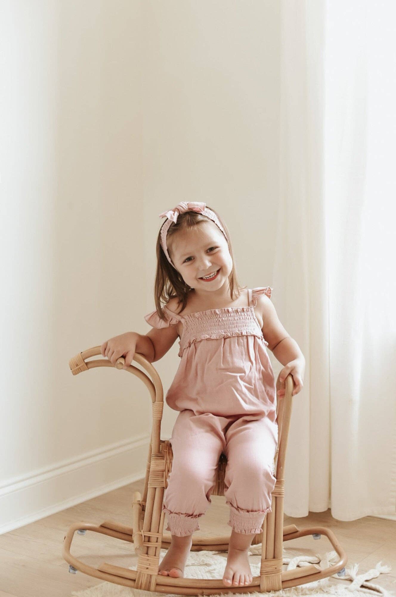 Kid's Organic Muslin Sleeveless Romper in Taffy