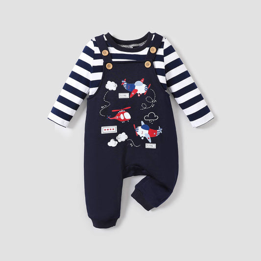 2pcs Baby Boy Airplane Pattern Hanging Strap Set