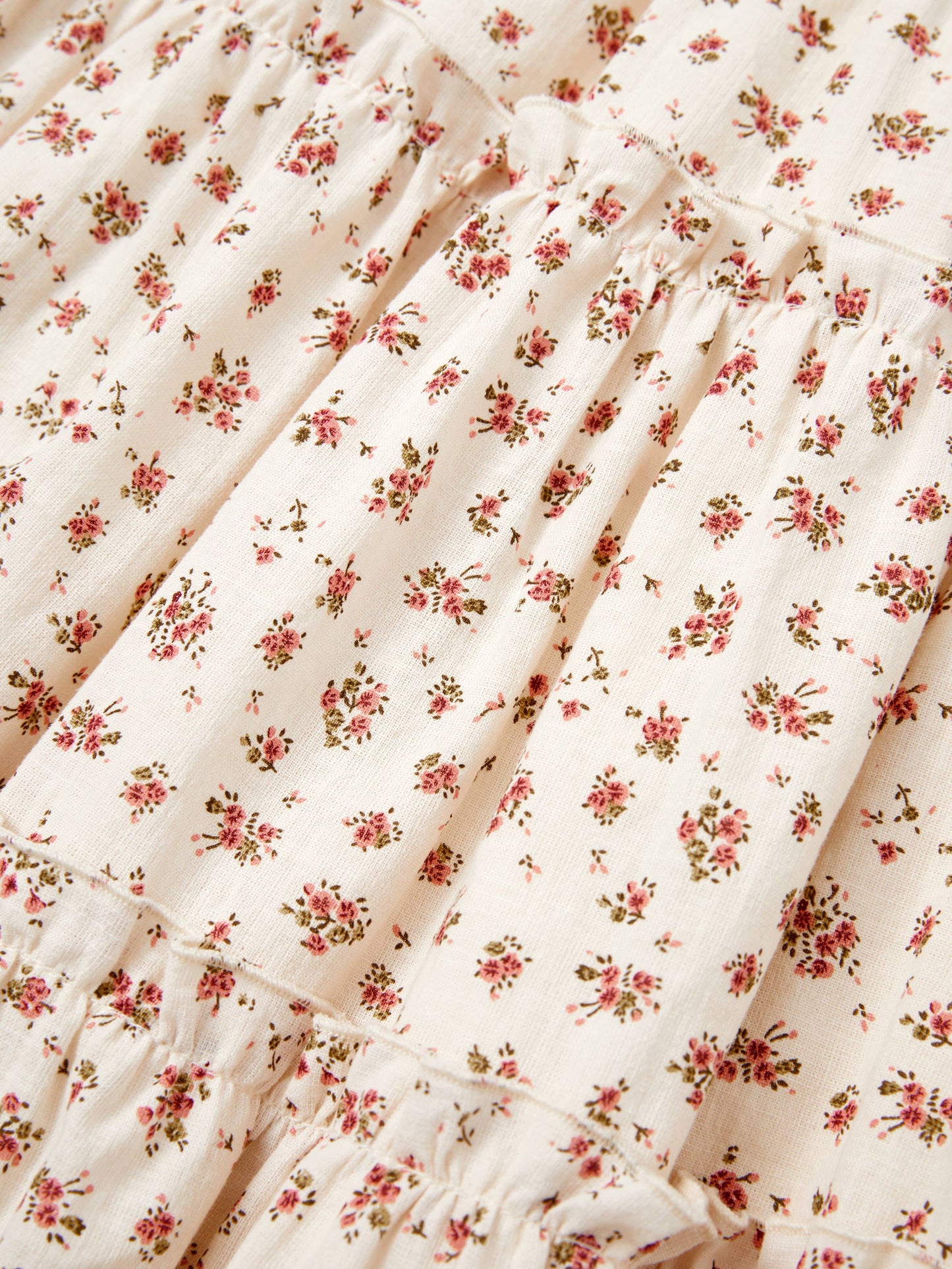 Mom & Me Ditsy Shirred Bodice Tiered Ruffle Trim Dress