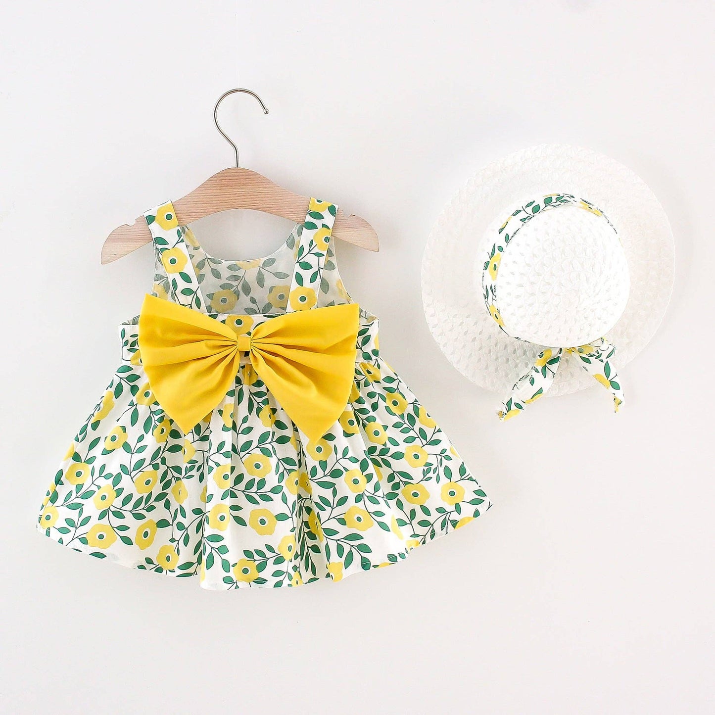 Floral Print Bowknot Sleeveless Baby Dress