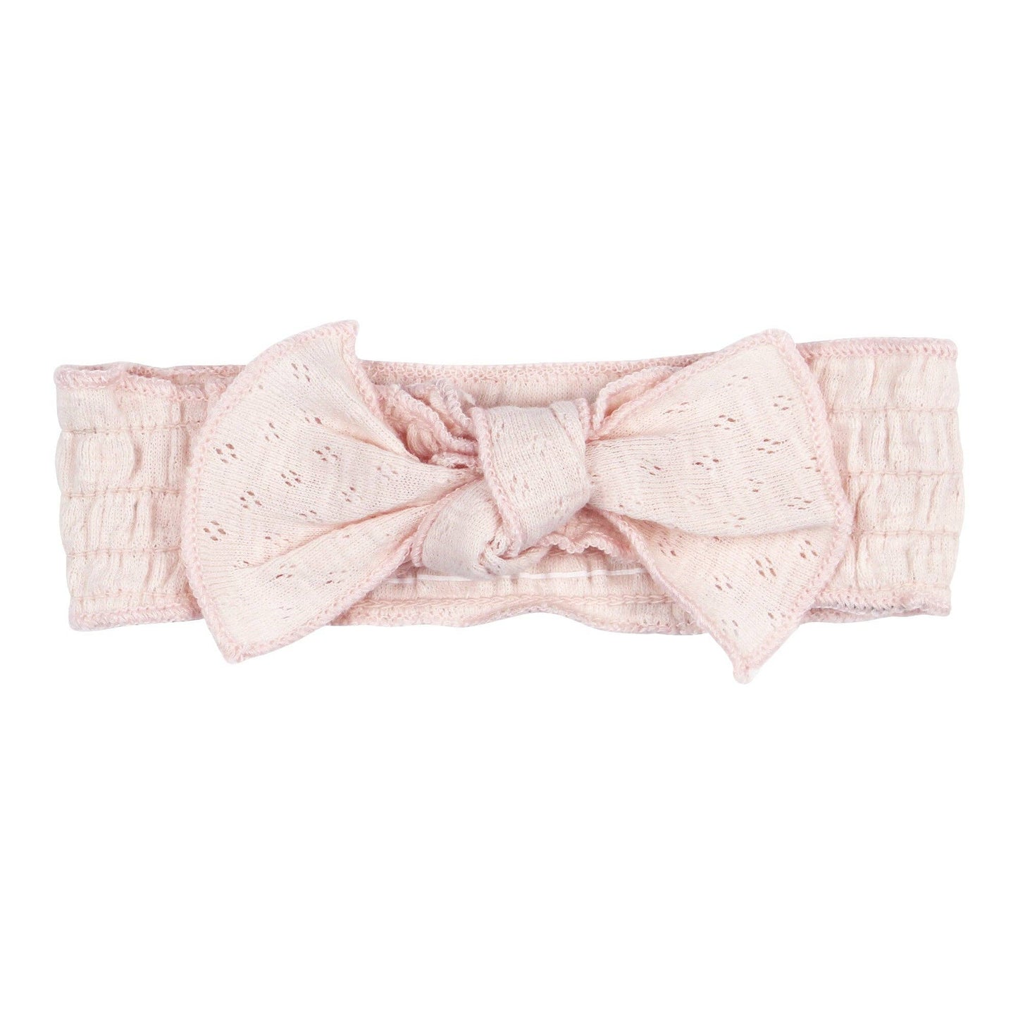 Organic Pointelle Smocked Headband in Cotton Candy