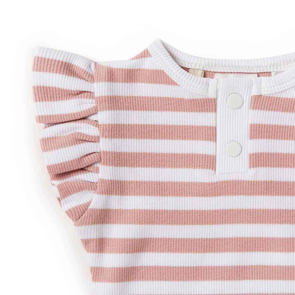 Rose Milk Stripe Short Sleeve Organic Bodysuit