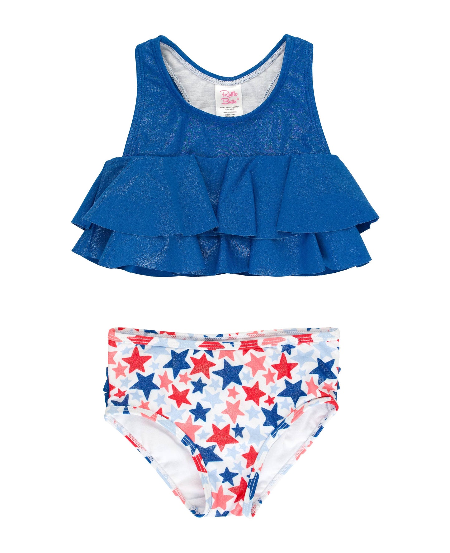 Girls Shimmer Star-Spangled Flounce Bikini