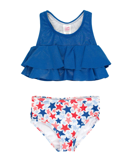 Girls Shimmer Star-Spangled Flounce Bikini