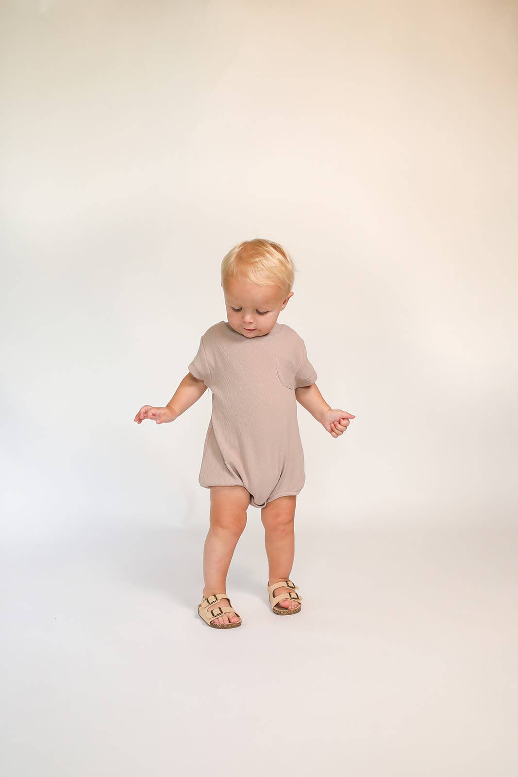 Ollie Ribbed Romper- Beige